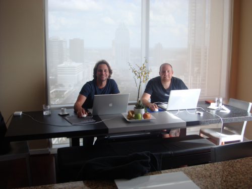 Alexander and Josh coding away.